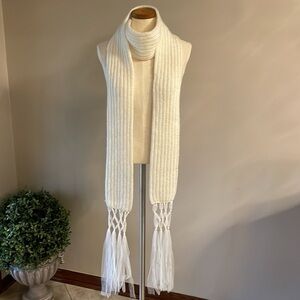 SISLEY women’s EXRA LONG WHITE bridal scarf with tulle fringe approx 100 inches